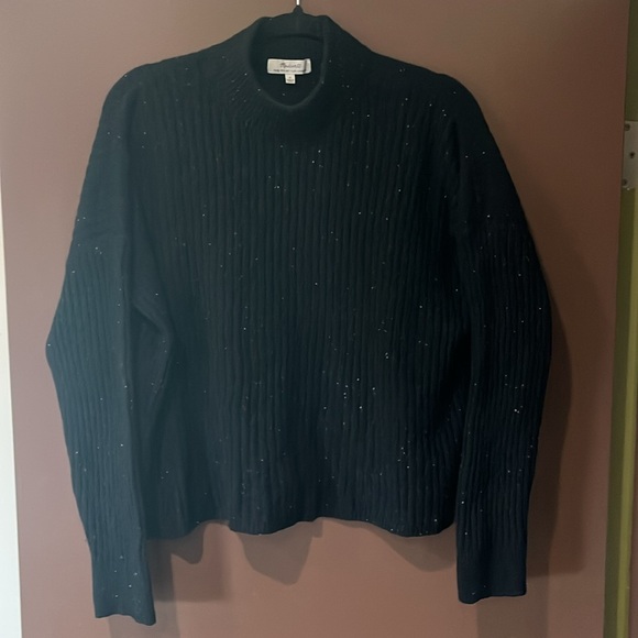 Madewell Cashmere & Wool Mock Neck Black Sweater - Picture 2 of 5